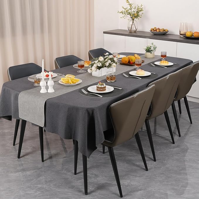Myir JUN Reversible Vinyl Round Placemats Set of 4, Faux Leather Place Mats Dual Sided Waterproof Oilproof Wipeable, Heat-Resistant Table Mats for Kitchen Dining Indoor Outdoor (14", Light Gray Gray)