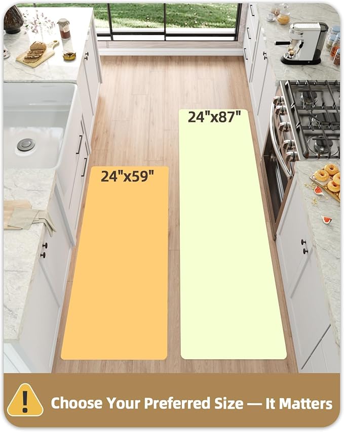 Color&Geometry Anti Fatigue Kitchen Mats for Floor 24x87, Vintage Decor, Easy Clean, Waterproof & Oil Proof, 0.4" Thick Cushioned, Non-Slip Kitchen Runner Rug for Sink, Laundry, Office, Brown