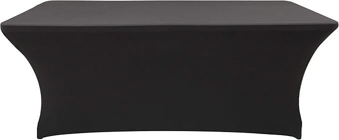 LZY Spandex Fitted Stretch Table Cover for 6 ft or 4ft or 8ft Folding Table, Rectangular Cocktail Tablecloth, Perfect for Party or Banquet (6FT Black)