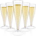 JOLLY CHEF 50 Pack Plastic Champagne Flutes Disposable 4.5 oz Clear Plastic Champagne Glasses Suitable for Wedding, Thanksgiving Day, Christmas