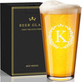 Personalized Beer Glasses Gifts for Men, 16 oz Pint Glasses Monogrammed A-Z Drinking Glass Cups Customized Gift, Unique Christmas Anniversary Birthday Gifts for Men Him Dad Brother Husband Grandpa (K)