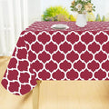Smiry Rectangle Table Cloth, Waterproof Vinyl Tablecloth with Flannel Backing for Rectangle Tables, Wipeable Spillproof Plastic Tablecloths for Dining, Camping, Indoor and Outdoor (52"x70", Burgundy)