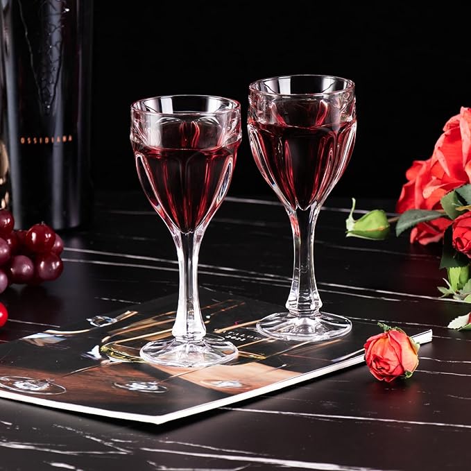 KAMMAK Wine Glasses Set of 2, 4.6 oz Hand Blown Crystal Bordeaux Wine Glasses, Thin Rim & Long Stem, Perfect for Red & White, Daily Use, Wedding Anniversary or Birthday Gift with Gift Box, Safari