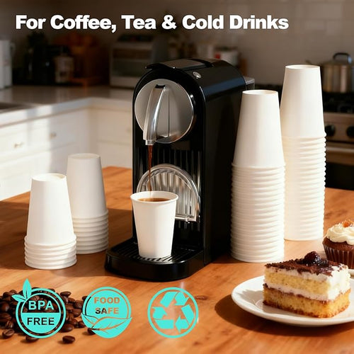 12 oz 300 Pack Disposable Coffee Cups, Bulk White Disposable Paper Cups, Coffee Cups for Hot Tea, Chocolate and Cold Drinks