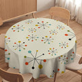Medieval Round Tablecloth, Boho Mid Century Abstract Modern Retro Colors Pattern Tablecloth for Home Party Dining Room Kitchen Decor 50Inch(127cm)