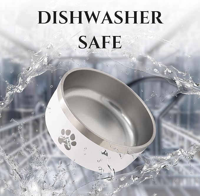 Stainless Steel Dog Bowl for Small-Large Dogs | Double Wall Insulated, Non-Slip Base Heavy Duty Water and Food Bowls for Dogs & Cats | Pet Safe BPA Free & Dishwasher Safe | 64 Oz - Khaki