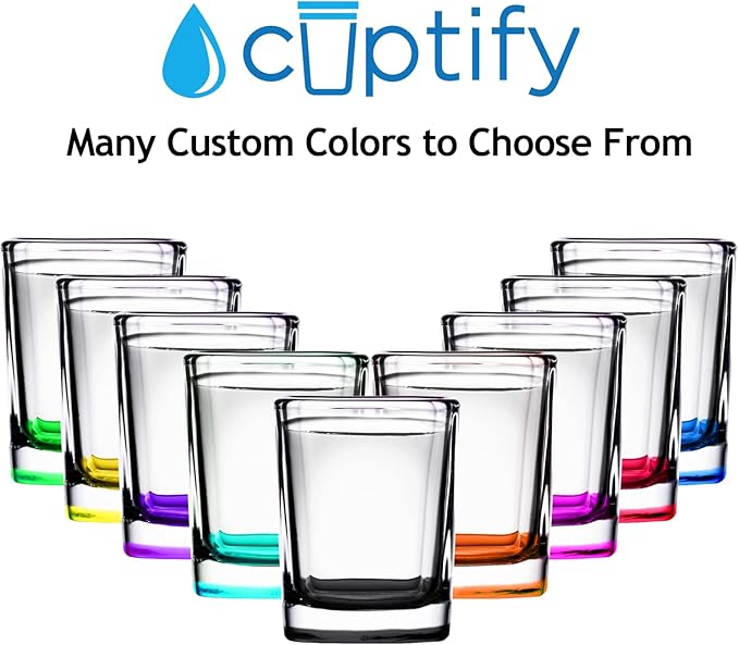 Personalized Square Shot Glasses Yellow Bottom 2oz Engraved Initial and Name Custom Gifts, Weddings, Birthdays, Party, Event, Decorations