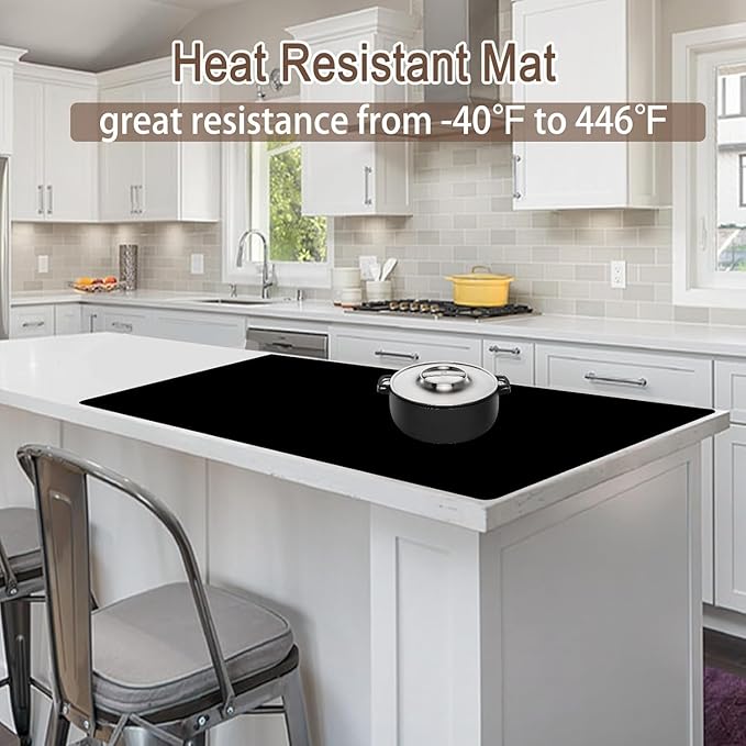 Silicone Mats for Kitchen Counter, 48"x32"(120cmx80cm) Large Heat Resistant Mat Kitchen Island Waterproof Countertop Protector Mat Nons-slip Extra Large Counter Mat, Lake Blue