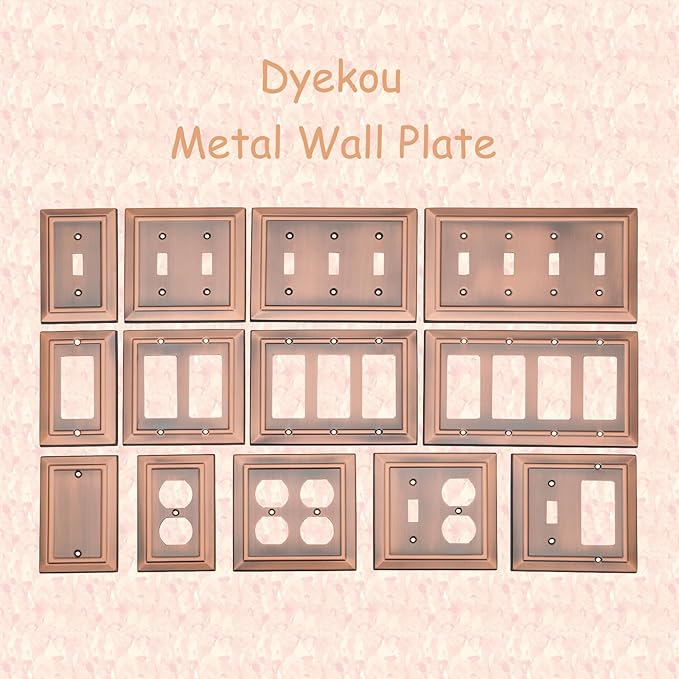 Metal Wall Plate for Electrical Outlets, Decorative Antique Copper Switch Plates Outlet Cover, Light Switch Cover Plate, 3-Gang Wall Plates (Triple Toggle, 1 Pack)