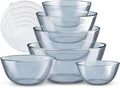 COOK WITH COLOR 12 Pc Glass Mixing Bowl Set with Lids – Borosilicate Glass Nesting Bowls for Cooking, Baking and Meal Prep, Colored Blue