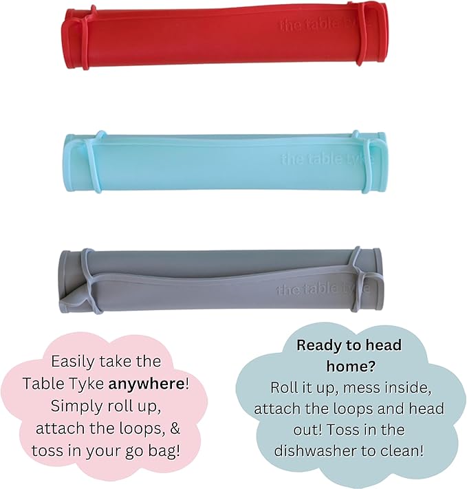 The Table Tyke Silicone Placemats for Toddlers with Patented Edge Bumper | Kids Placemats Non Slip Travel Ready | Baby Placemat BPA Free for Restaurant Dining Table | Sky Blue