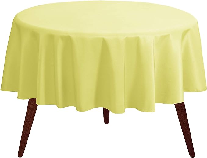 Gee Di Moda Round Tablecloth - 90 Inch Yellow Round Table Cloth for 30 to 60 Inch Round Tables - Heavy Duty Washable Fabric - for Buffet Table, Holiday Party, Dinner, Wedding & Baby Shower