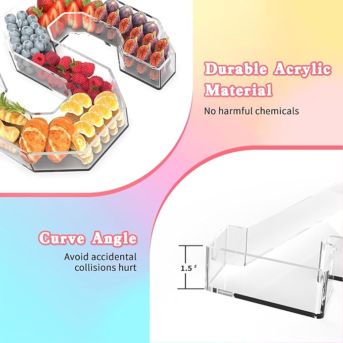 11" Acrylic Letter Charcuterie Tray, Charcuterie Letters Fillable Box for Food, Reusable Serving Cake Candy Dish Display Tray for Birthday Anniversary Party Decoration (Letter G)