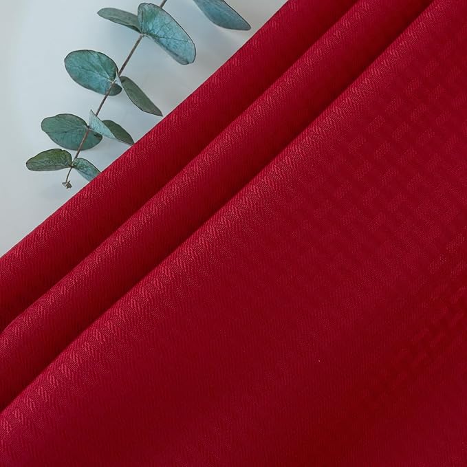 maxmill Rectangle Tablecloth Weaved Design Water Resistant Wrinkle Free Spill-Proof Soft Table Cloth for Dining Room Decoration, Banquet, Christmas Holiday Dinner, 52 x 108 Inch, Red