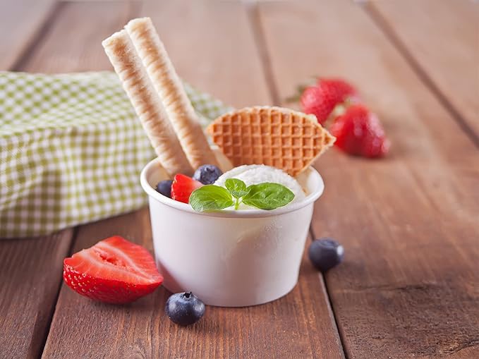 Axe Sickle 50 Pcs 9 Ounce Paper Ice Cream Cups Disposable Dessert Bowls for Hot or Cold Food, Sundae, Frozen Yogurt, Soup, White