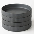 famiware Star 7.5" Pasta Bowls Set, Salad Bowl Set of 4, Double Reactive Glaze, Stackable, Ideal for Your Friend for Housewarming, Festivals, Matte Dark Charcoal (Full Glaze)