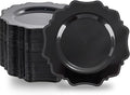 COLOSUS 100pcs Black Plastic Party Dinner Plates - 9.5 Inch- Heavy Duty Disposable Plastic Dinner Plates for Party Wedding and Everyday Use