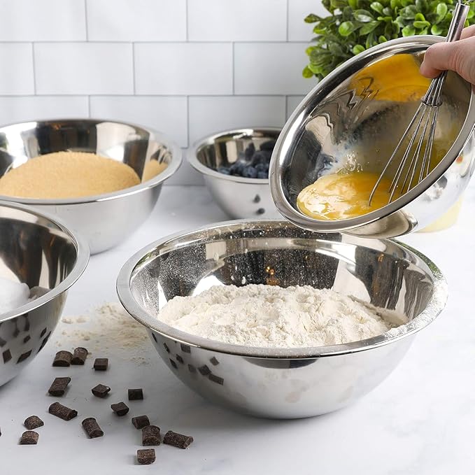 Stainless Steel 16 QT Mixing Bowl | Home & Commercial Quality | Flat Bottom | Cooking, Baking, Meal Prep [1PK]