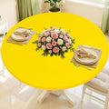 Round Spandex Tablecloth, Elastic Fitted Waterproof Tablecloths for 25"-30" Tables, Stretch Washable Picnic Table Cover for Camping, Dining, Indoor and Outdoor, Yellow