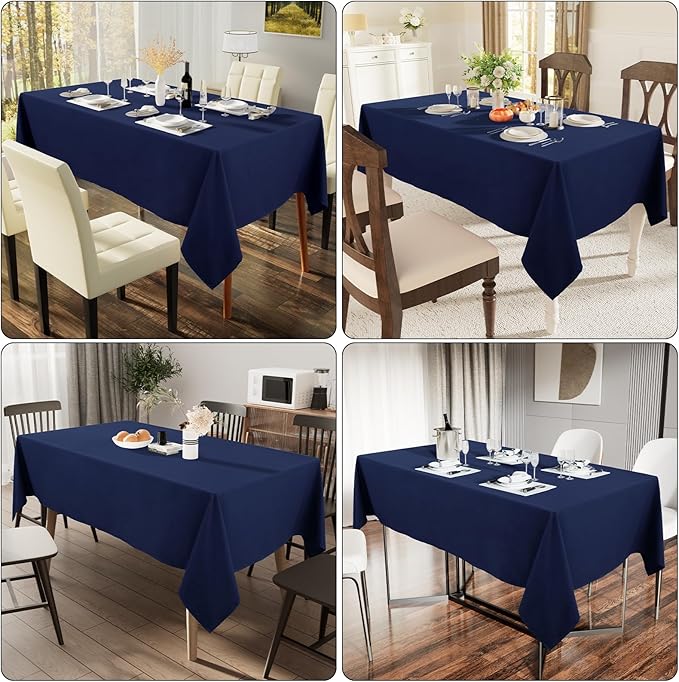 Smiry Rectangle Table Cloth, Waterproof Anti-Scratch Polyester Tablecloth, Decorative Washable Fabric Table Cover for Dining, Buffet, Parties and Outdoor, 60x84, Navy