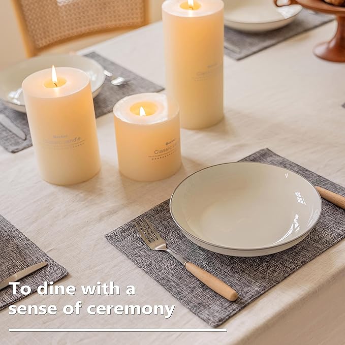 Home Brilliant Linen Placemats Set of 6 Heat Resistant Washable Placemats for Parties Buffet Dinner, 13 x 19 inches, Ash Grey