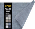 homing Faux Leather Heat Resistant Placemats 8 Packs, Waterproof Wipeable Dining PU Place Mats for Indoor & Outdoor, Easy to Clean, Denim Blue