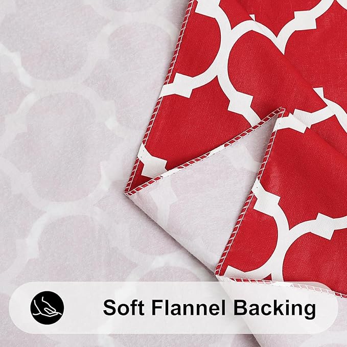 Smiry Rectangle Table Cloth, Waterproof Vinyl Tablecloth with Flannel Backing for Rectangle Tables, Wipeable Spillproof Plastic Tablecloths for Dining, Camping, Indoor and Outdoor (60"x102", Red)
