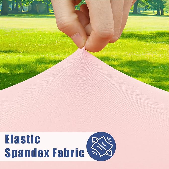 Round Spandex Tablecloth 2 Pack, Elastic Fitted Waterproof Tablecloths for 25"-30" Tables, Stretch Washable Picnic Table Cover for Camping, Dining, Indoor and Outdoor, Pink