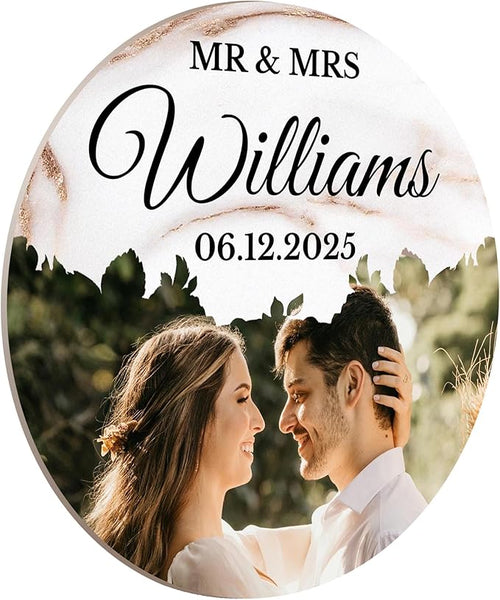 100 Pack Personalized Wedding Coasters, Custom Cardboard Coasters for Drinks with Photo Print and Text, Keepsake Wedding Favors and Gifts for Couples, 3.95" Round (Design 9)