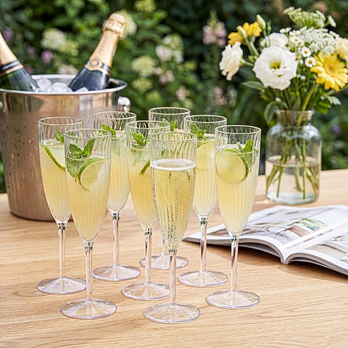 WDF 36PCS Clear Champagne Flutes Plastic - 6 OZ Clear Disposable Champagne Flutes Party Supplies for Wedding/Birthday/Parties