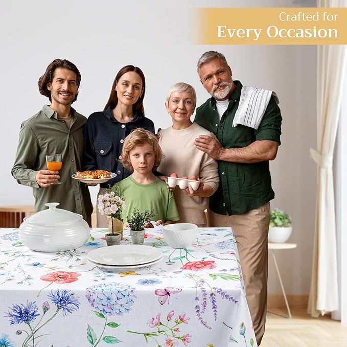 Maison d' Hermine Table Cloth Rectangle Table 100% Cotton 70 x 90 Inches Tablecloth Reusable Decorative for Dining Room Farmhouse Home Valentines Day Decorations Spring Summer - Just Floral