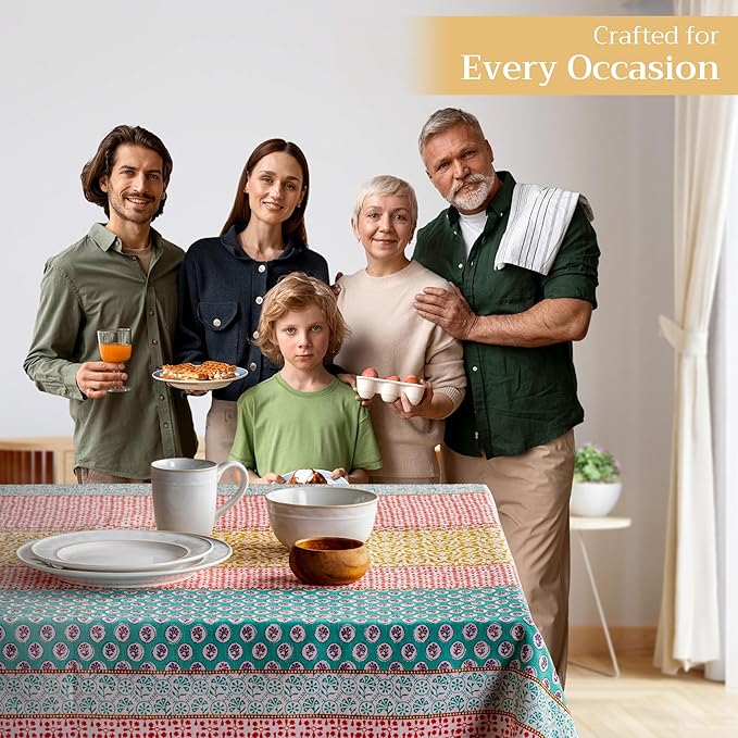 Maison d' Hermine Table Cloth Rectangle Table 100% Cotton 70 x 120 Inches Tablecloth Reusable Decorative for Dining Room Farmhouse Home Valentines Day Decorations Spring Summer - Provence