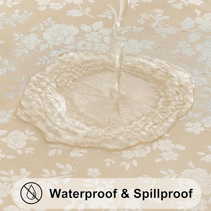Smiry Square Table Cloth, Waterproof Heavy Duty Vinyl Tablecloths, Wipeable Washable Table Cover for Kitchen and Dining Room (Beige, 54" X 54")