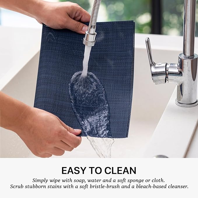 LEXMORE Placemats Set of 4 Vinyl/Plastic Woven Place Mats for Kitchen Table Indoor/Outdoor Washable Placemat Wipeable Dining Table Mats(Navy Blue)