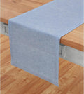 Solino Home Linen Table Runner 108 Inches Long - Athena, 100% Pure Linen Chambray Blue Table Runner 14 x 108 Inch for Dining, Winter, Spring, Easter