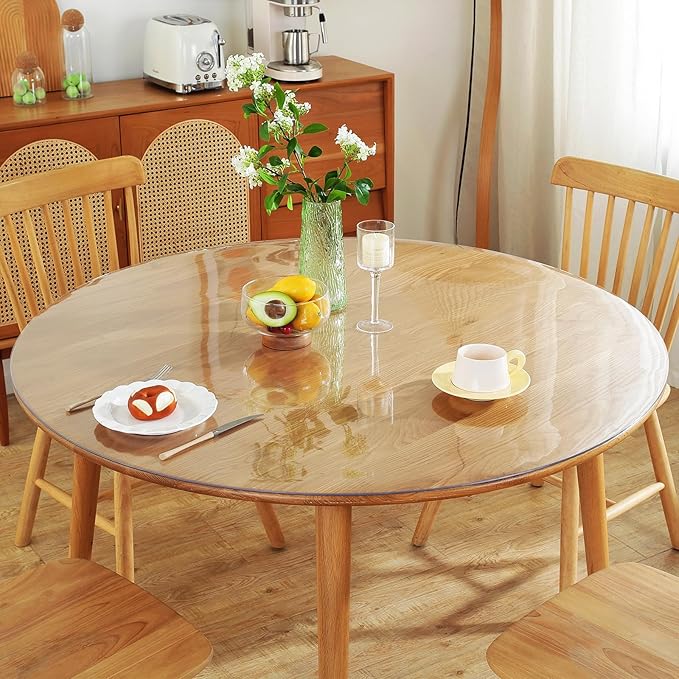 Warmstar Clear Table Protector 2mm Thick, Dia.64Inch Round Clear Table Cover Protector, Plastic Table Cover, Clear Desk Mat Desk Pad, Desk Protector Mat for Coffee Table, Writing Desk, Dining Room
