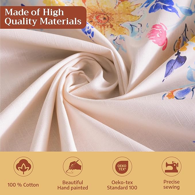 Maison d' Hermine Table Cloth Square Table 100% Cotton 60 x 60 Inches Tablecloth Reusable Decorative for Dining Room Farmhouse Home Valentines Day Decorations Spring Summer - Girassol