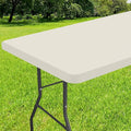 Smiry Rectangle Tablecloth, Elastic Fitted Flannel Backed Vinyl Tablecloths for 5ft Folding Tables, Waterproof Wipeable Table Covers for Indoor, Outdoor, Picnic and Camping (Beige, 36"x60")