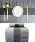 PIGCHCY Elegant Placemats with Matching Table Runner,Washable Durable Vinyl Woven Table Mats Sets(6pcs Placemats+1pcs Table Runner, Black)