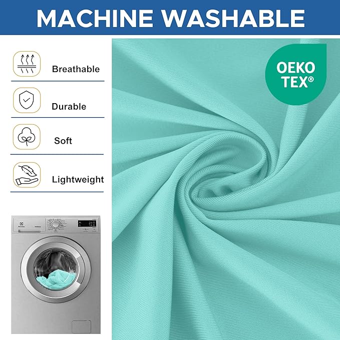 Spandex Table Cloths for 8 Foot Rectangle Tables-6 Pack Fitted Stretch Aqua Blue Table Covers-Folding Tablecloths for Party, Vendor Booth Display, Banquet Buffet Event, Craft Trade Show
