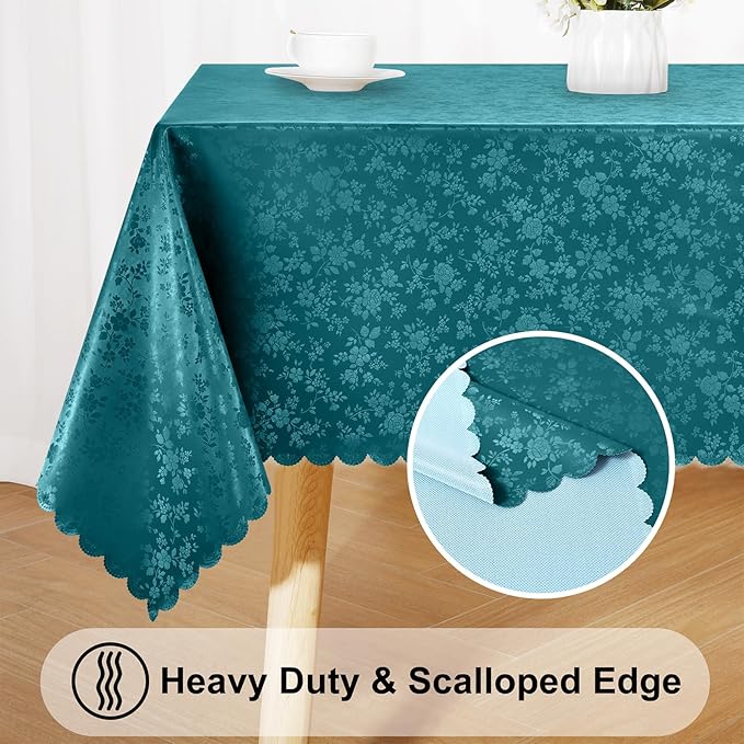 Smiry Rectangle Table Cloth, Waterproof Heavy Duty Vinyl Tablecloths, Wipeable Washable Table Cover for Kitchen and Dining Room (Emerald Green, 54" X 78")
