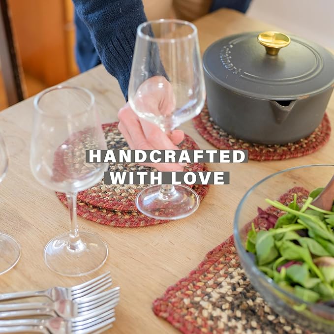 Homespice Chester Braided Oval Table Runner, Rustic Lodge Decor, Red 11x36 - Jute Dining Table Accessories - Rich Colors, Easy to Clean, Durable and Protects Furniture