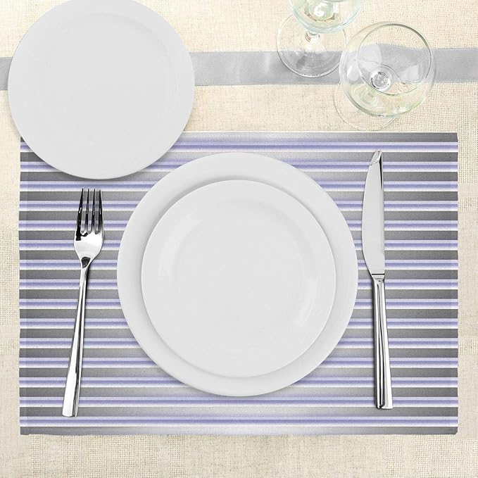Ambesonne Modern Place Mats Set of 4, Stripe Tube Like Bars Animation Inspired Digital Minimalist Graphic Art, Washable Fabric Placemats for Dining Table, Standard Size, Lavender Grey