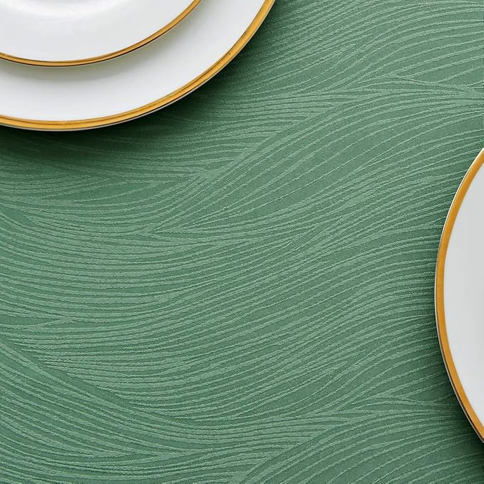 maxmill Jacquard Tablecloth Swirl Design Water Resistance Antiwrinkle Heavy Weight Soft Table Cloth for Buffet Banquet Parties Event Holiday Dinner Square 52 x 52 Inch Sage Green