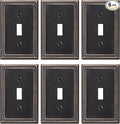 6-Pack Single Toggle Light Switch Cover Plate, Pearls Decorative Switch Plate Covers, Aged Bronze 1 Gang Metal Wall Plate, Corrosion Resistant