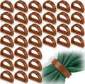 Remerry 50 Pcs Wooden Napkin Rings Handmade Dining Napkin Holder Buckles Farmhouse Semicircle Serviette Ring for Xmas Gathering Everyday Use Harvest Wedding Table Setting (Wood Color)