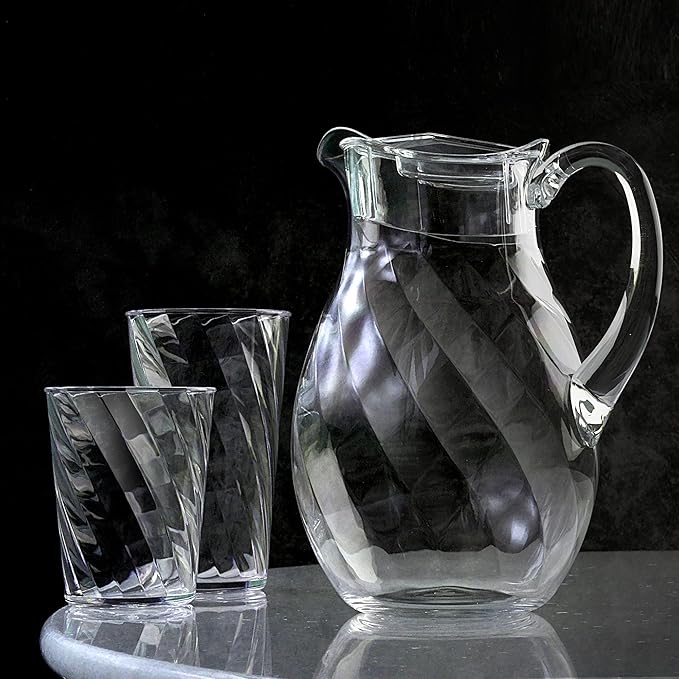 Amazing Abby - Glacier - 14-Ounce Plastic Tumblers (Set of 8), All-Clear Reusable Plastic Cups, Stackable, BPA-Free, Shatter-Proof, Dishwasher-Safe