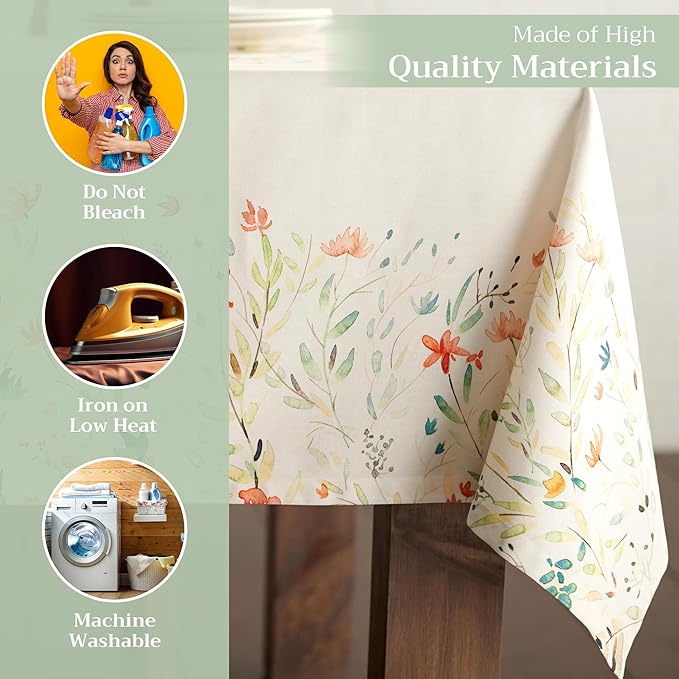 Maison d' Hermine Table Cloth Rectangle Table 100% Cotton 70 x 108 Inches Tablecloth Reusable Decorative for Dining Room Farmhouse Home Valentines Day Decorations Spring Summer - Colmar
