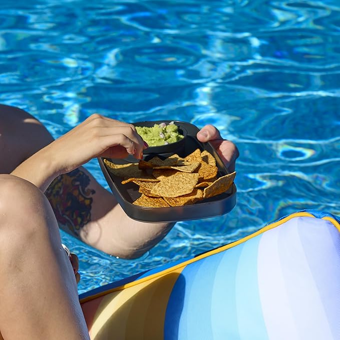 madesmart dipware Small Serving Plate, Stackable & Removable Dip Bowl for Salsa, Queso, Salad, Olives, Dishwasher & Microwave Safe, Multipurpose Plate & Bowl, Blue