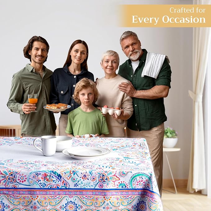 Maison d' Hermine Table Cloth Rectangle Table 100% Cotton 70 x 108 Inches Tablecloth Reusable Decorative for Dining Room Farmhouse Home Valentines Day Decorations Spring Summer - Indian Floral